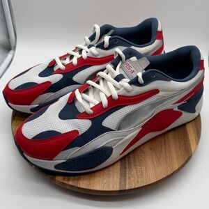 Puma Men's Size 13 RS-X Retro Red White Navy Blue Running Shoes    0357